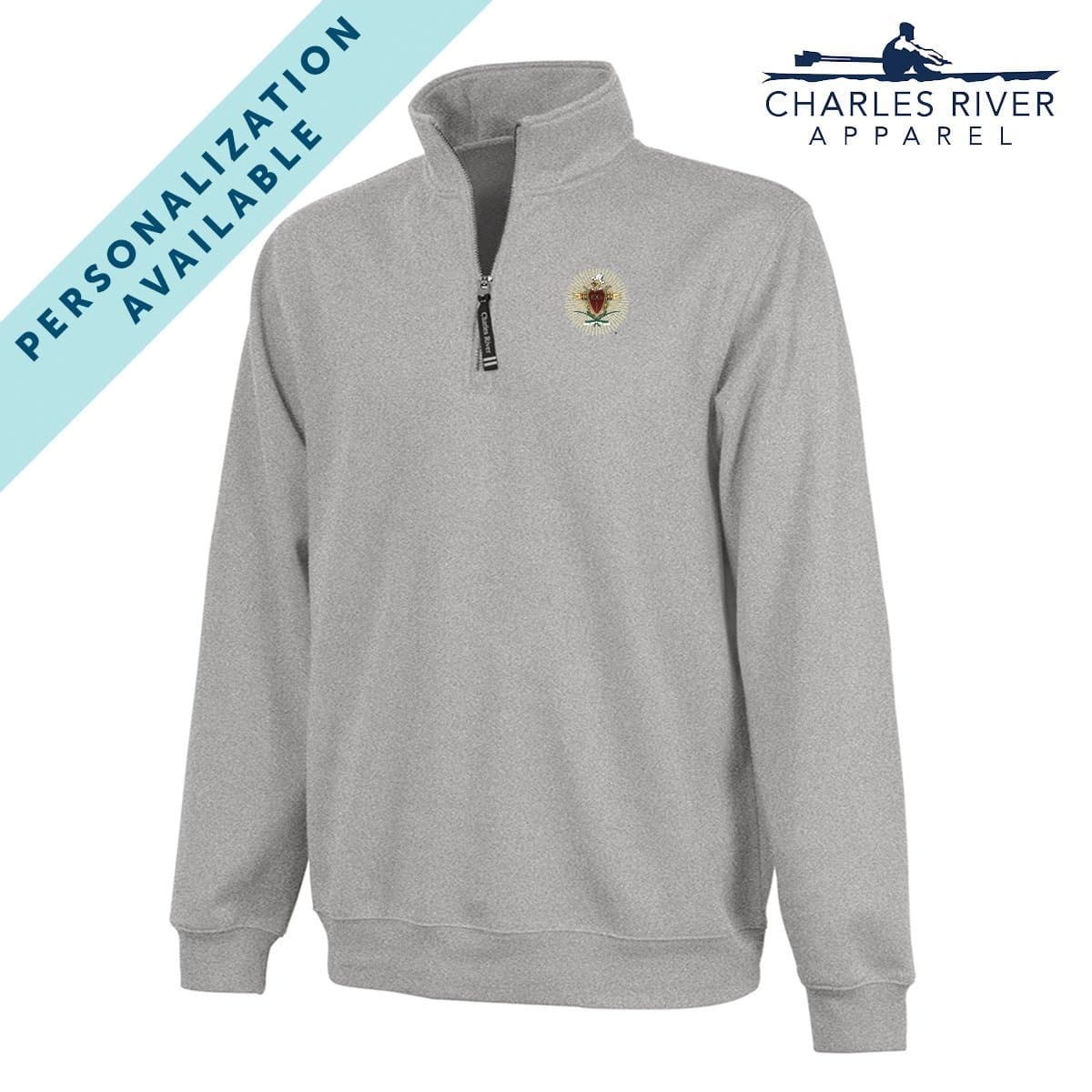 Pike Embroidered Crest Gray Quarter Zip