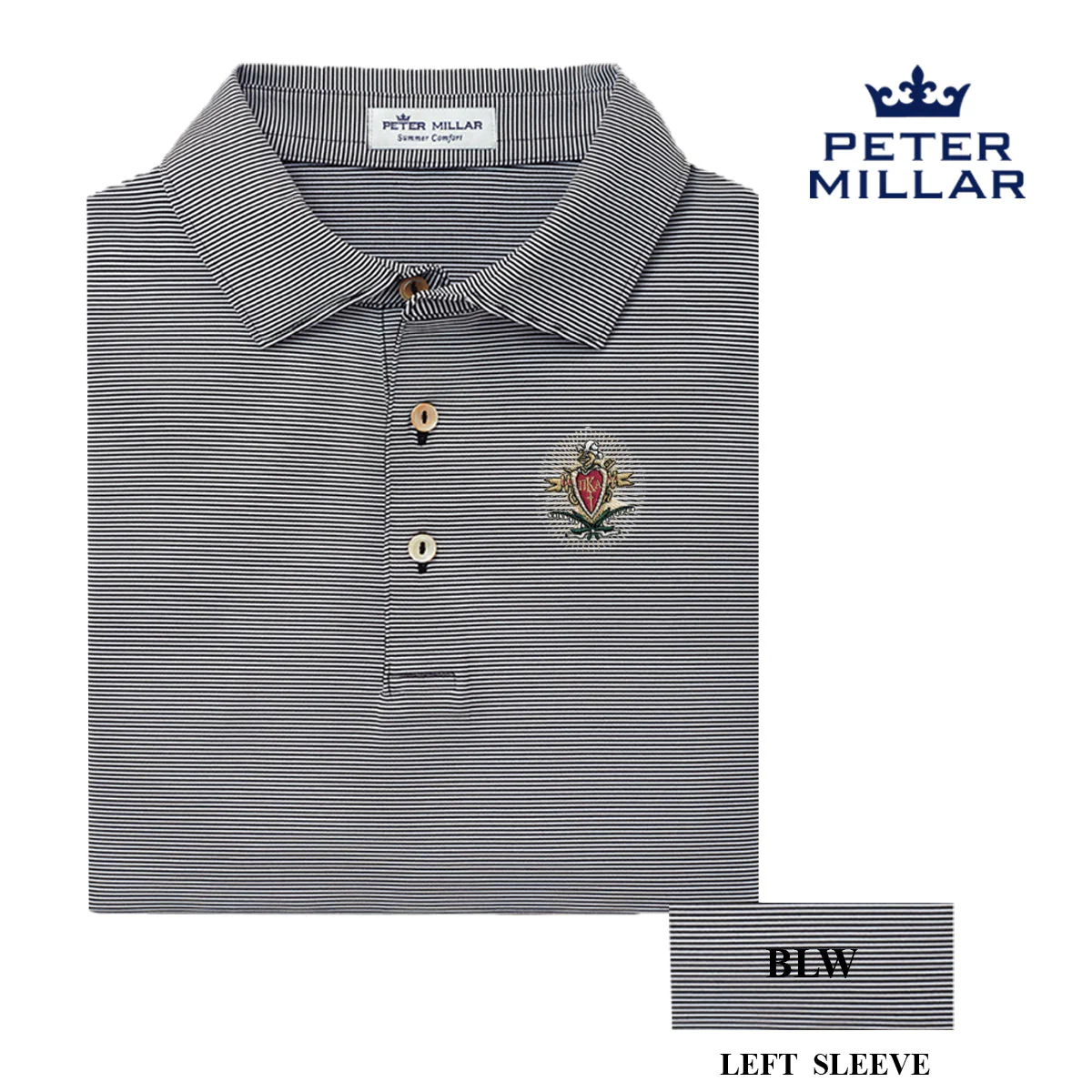 Pike Personalized Peter Millar Jubilee Stripe Stretch Jersey Polo with Crest - Image 4