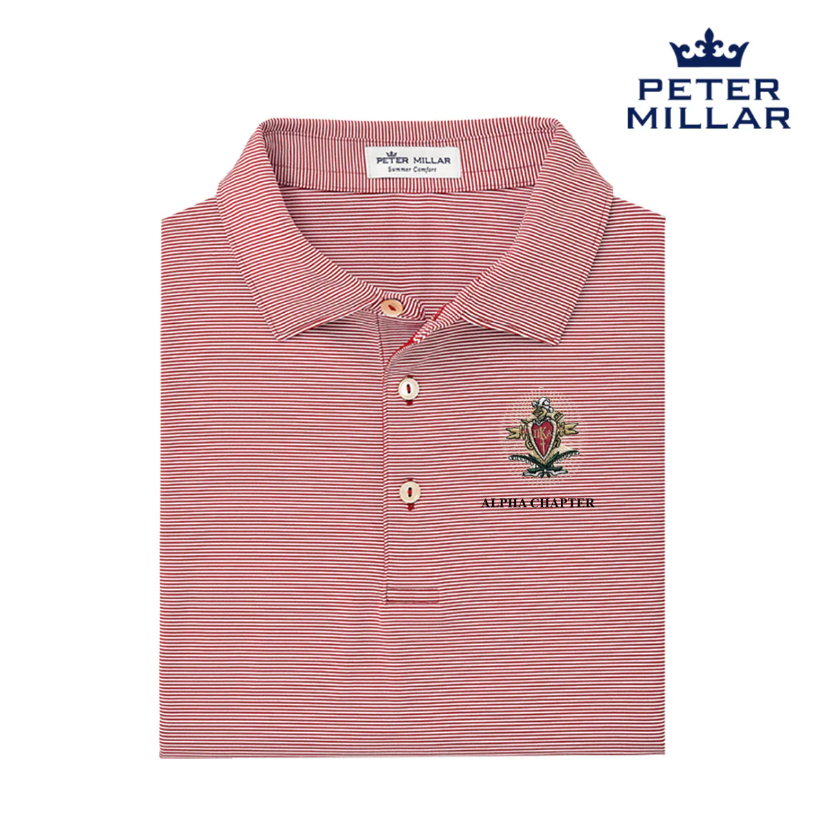 Pike Personalized Peter Millar Jubilee Stripe Stretch Jersey Polo with Crest - Image 5