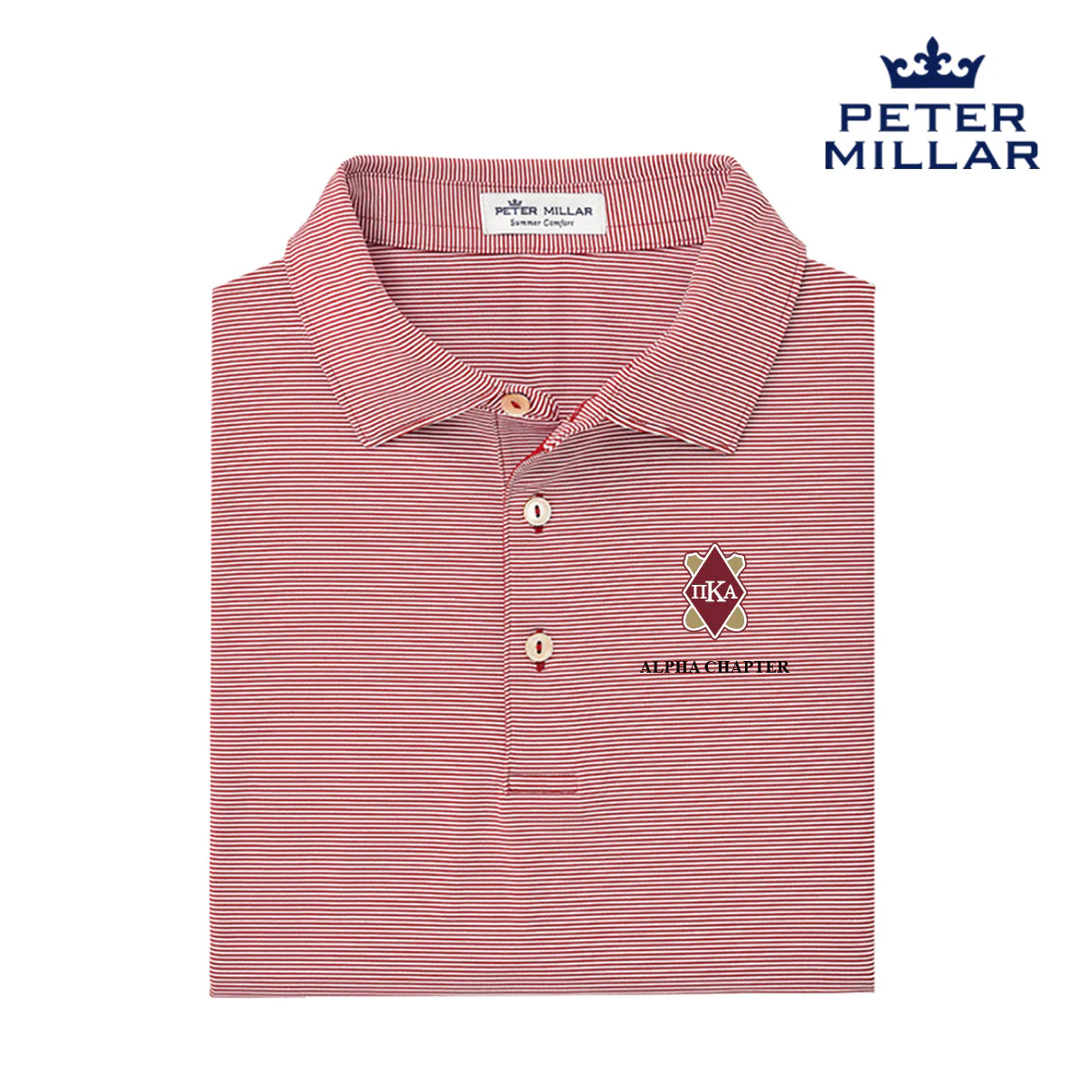 Pike Personalized Peter Millar Jubilee Stripe Stretch Jersey Polo with Shield - Image 5