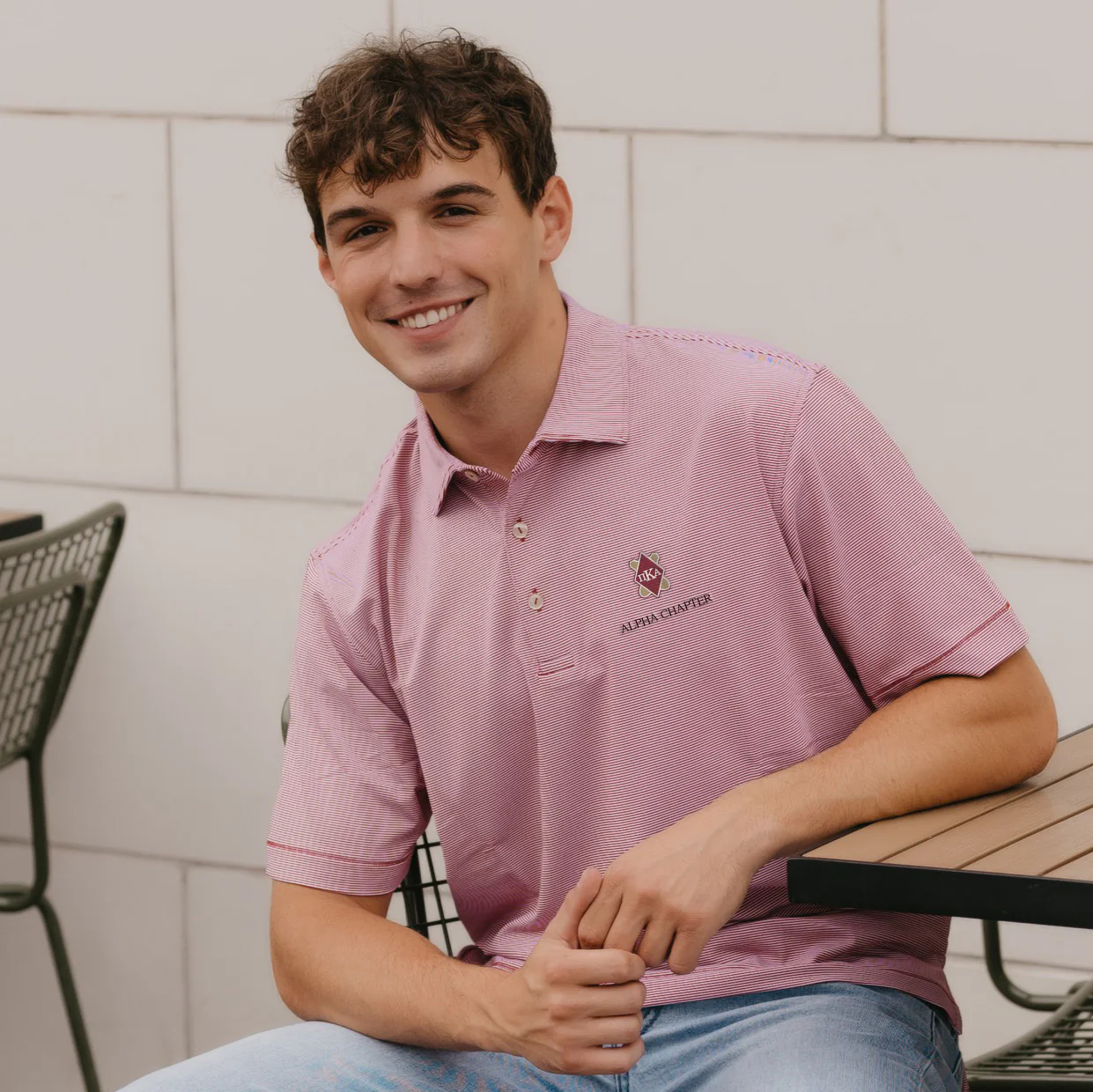 Pike Personalized Peter Millar Jubilee Stripe Stretch Jersey Polo with Shield - Image 8