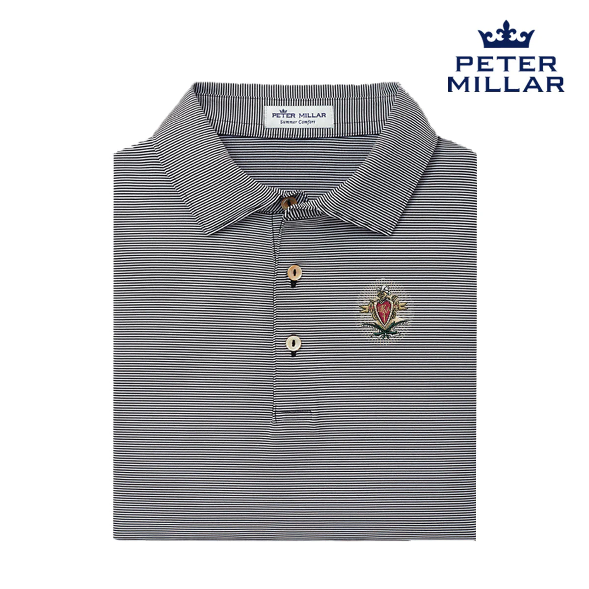 Pike Peter Millar Jubilee Stripe Stretch Jersey Polo with Crest - Image 3