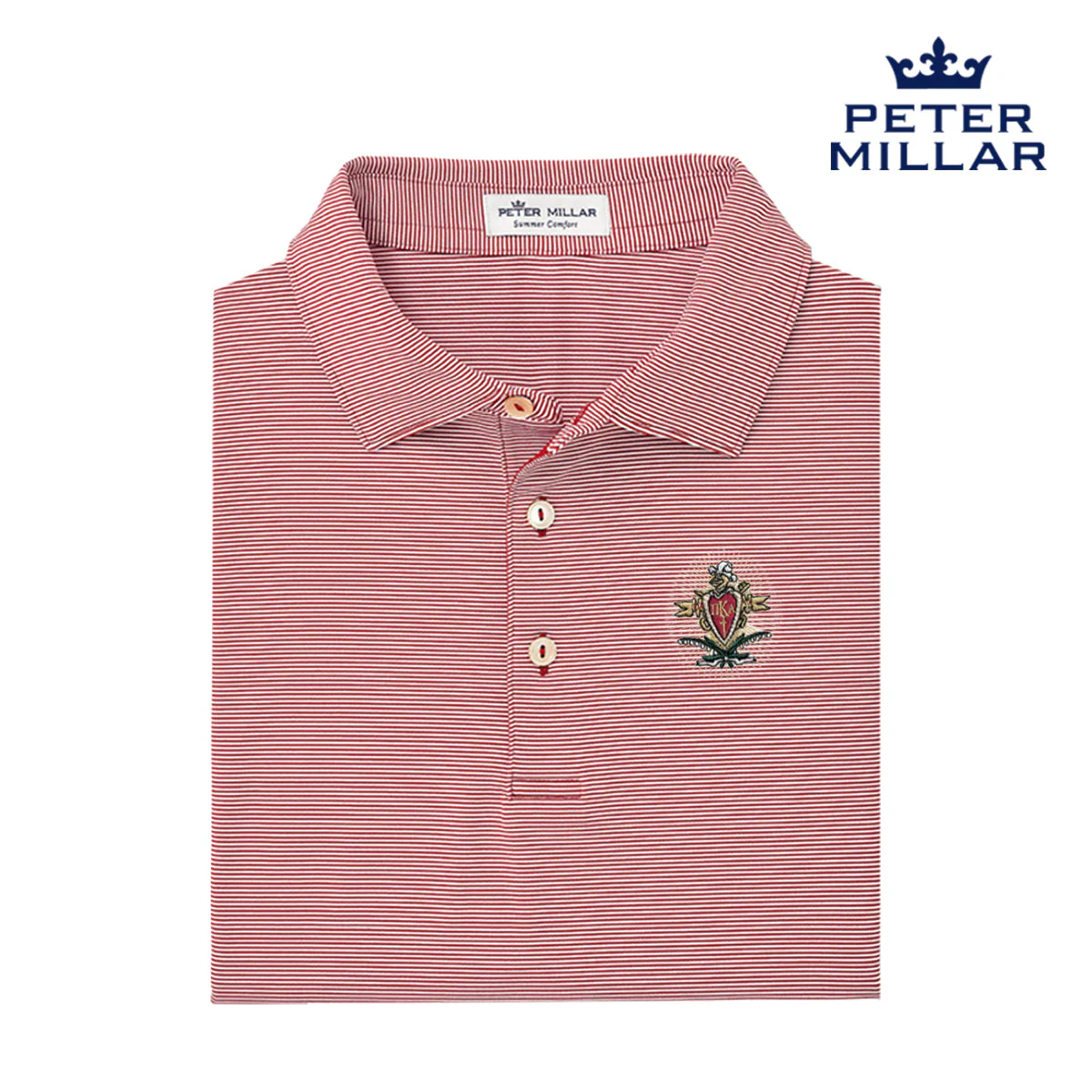 Pike Peter Millar Jubilee Stripe Stretch Jersey Polo with Crest - Image 4