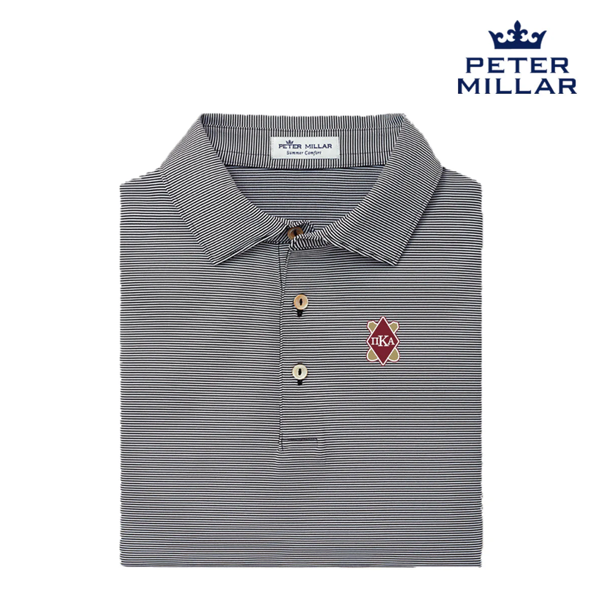 Pike Peter Millar Jubilee Stripe Stretch Jersey Polo with Shield - Image 3