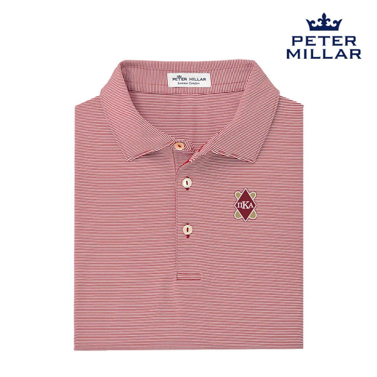 Pike Peter Millar Jubilee Stripe Stretch Jersey Polo with Shield - Image 4