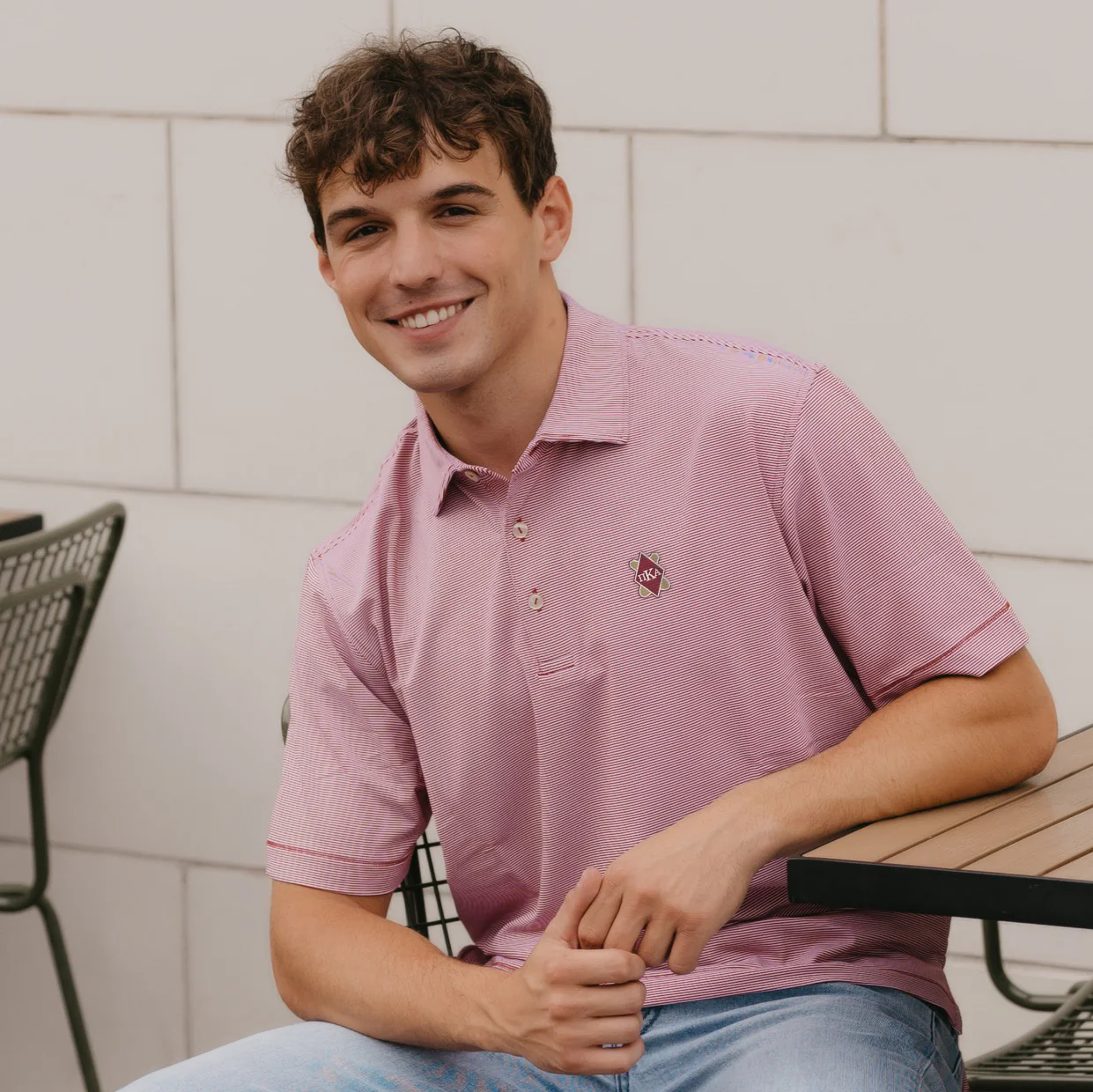 Pike Peter Millar Jubilee Stripe Stretch Jersey Polo with Shield - Image 6