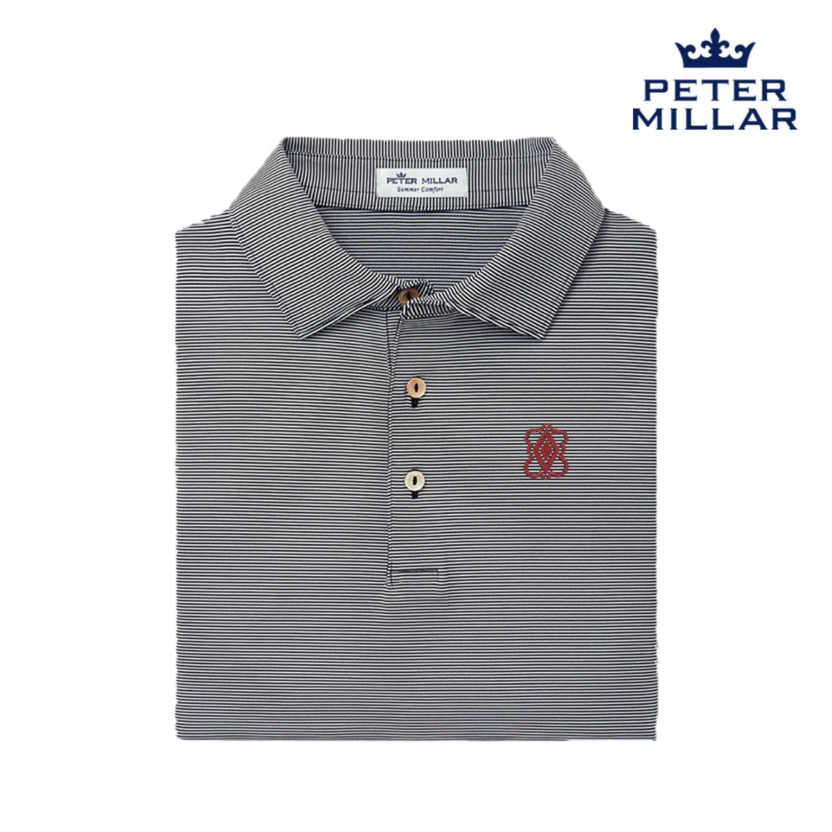 Pike Peter Millar Jubilee Stripe Stretch Jersey Polo With Symbol - Image 3